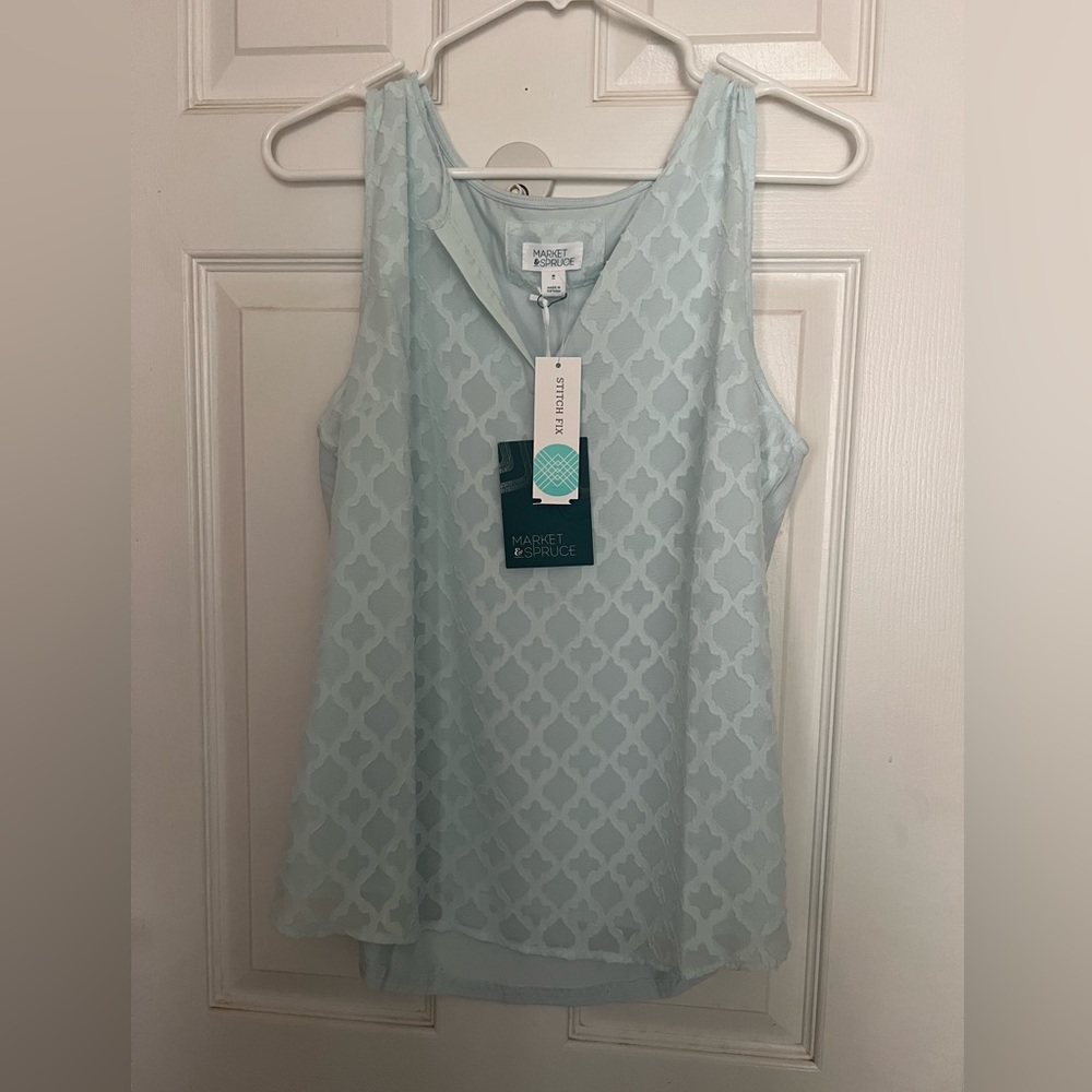 NWT, Stitch Fix Market & Spruce, ice blue sleeveless top. Size M